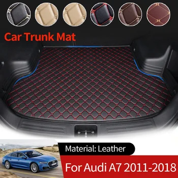 для Audi A7 4G8 2011 ~ 2018 2017 Кожаный чехол для багажника Автомобиля, коврики для заднего багажника, поддон для багажа, водонепроницаемые ковры, Аксессуары