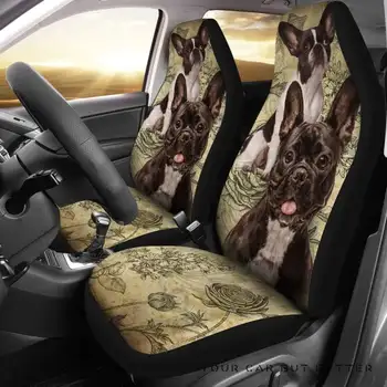 Чехлы для автомобильных сидений French Bulldog, упаковка из 2 универсальных защитных чехлов для передних сидений