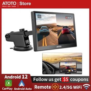 Портативное Автомобильное радио ATOTO с 7-Дюймовым HD Сенсорным экраном с подавлением бликов, Беспроводной CarPlay Android Auto WDR и автоматическим Затемнением, Автомобильная Стереосистема